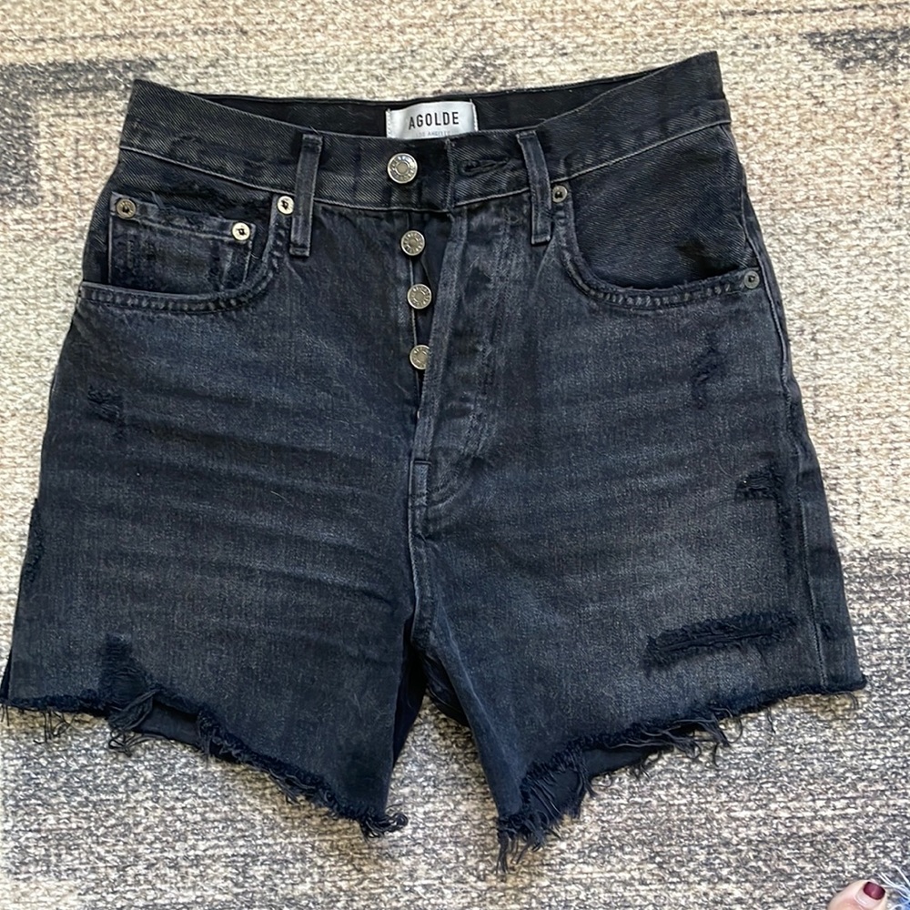 Agolde Black High Rise Shorts